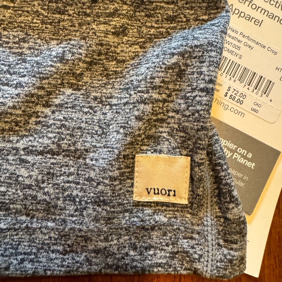 Vuori Halo Performance Crop Top in Heather Grey - Picture 9 of 9